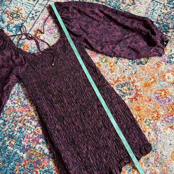 Free People Smock It To Me Puff Sleeves Mini Dress Hazelnut Combo Size Medium - Picture 16 of 16